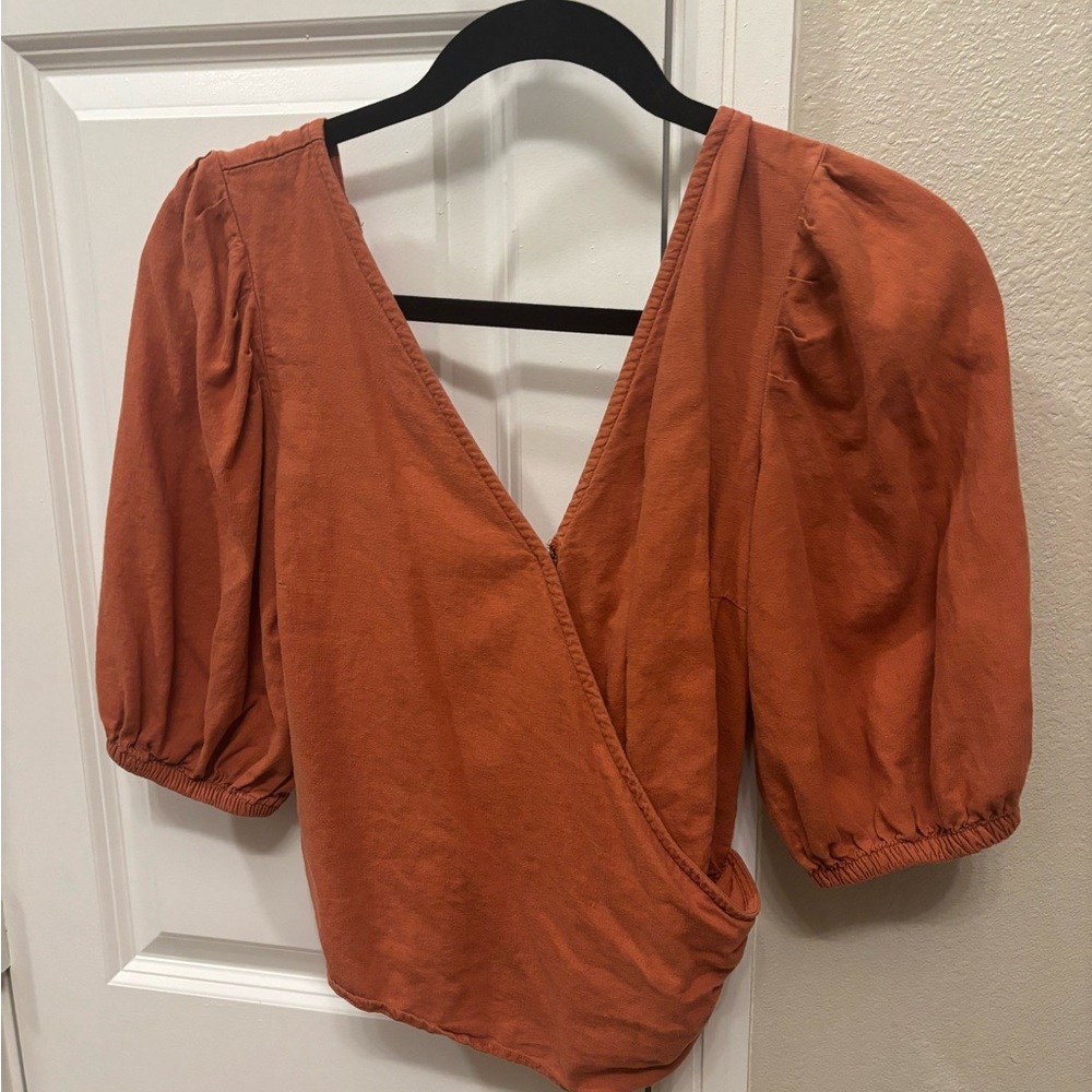Abercrombie Rust Orange Wrap Top